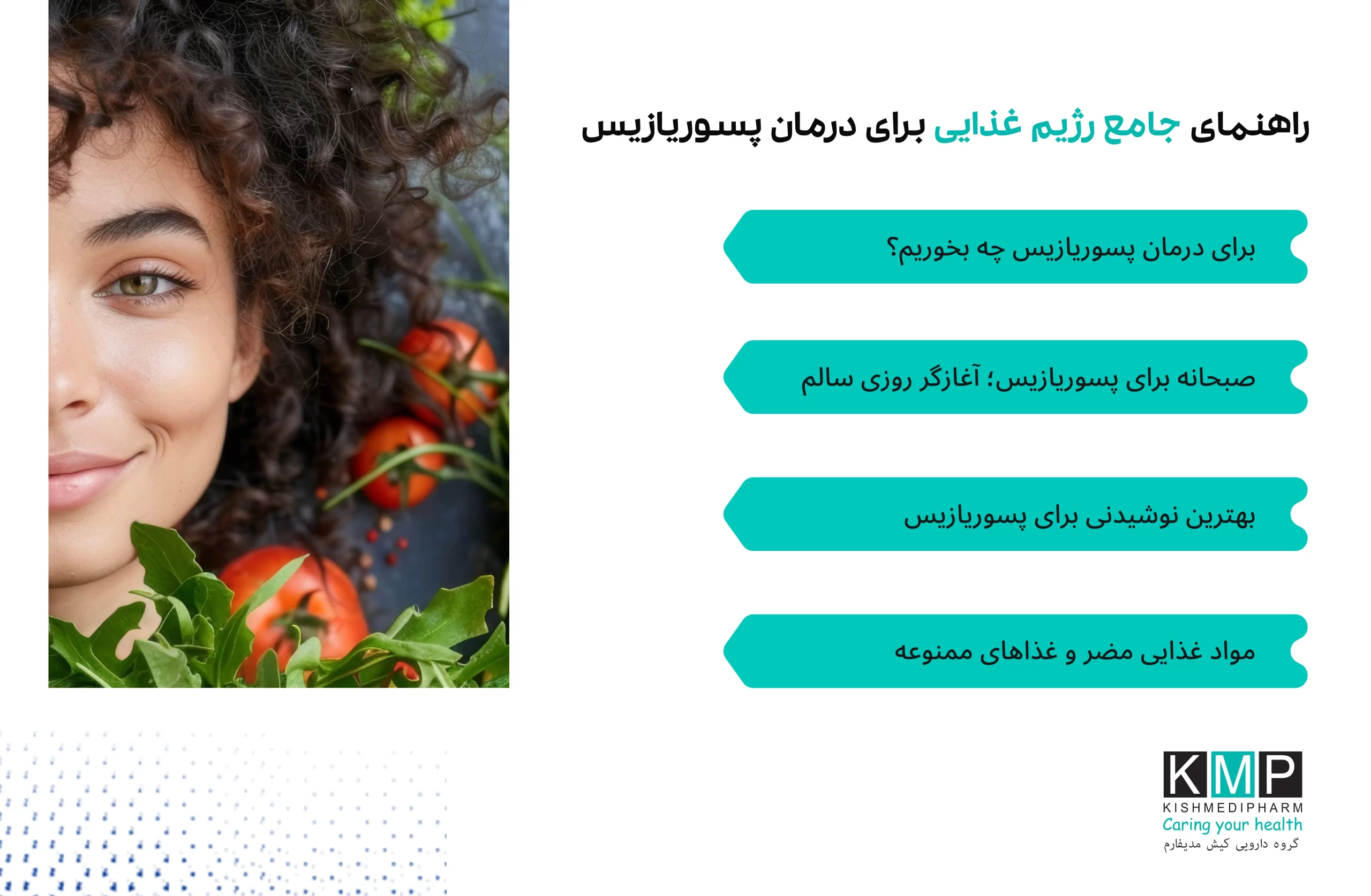 تغذیه نقش مهمی در کنترل و کاهش علائم پسوریازیس دارد. مصرف غذاهای ضدالتهابی مانند ماهی‌های چرب، سبزیجات، میوه‌های آنتی‌اکسیدانی، غلات کامل و روغن‌های سالم می‌تواند به بهبود وضعیت پوست کمک کند، در حالی‌که حذف غذاهای فرآوری‌شده، قندهای تصفیه‌شده، الکل و چربی‌های ناسالم برای پیشگیری از تشدید بیماری ضروری است. رژیم غذایی مناسب، در کنار درمان دارویی، یکی از ارکان اصلی مدیریت پسوریازیس محسوب می‌شود.